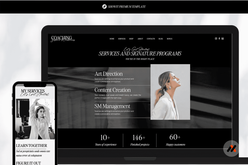 Sophia Williams is a 17+ page Showit website and blog template designed for creative professionals who love clean lines and intentional design.