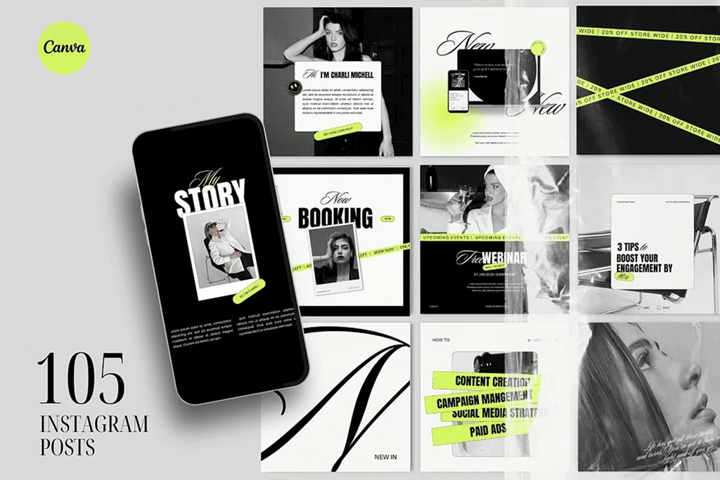 Boost visibility with bold neon Canva Instagram templates. Designed for creative entrepreneurs, digital marketers, and small businesses who want high-impact visuals