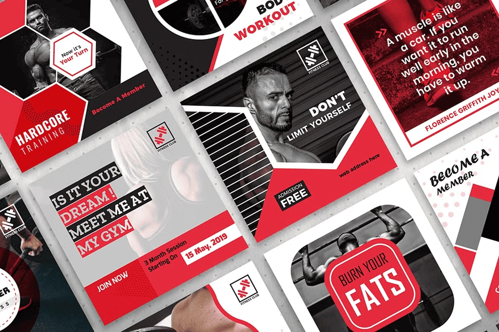This clean and stylish social media pack is ideal for fitness brands that want a strong visual presence without unnecessary complexity.
